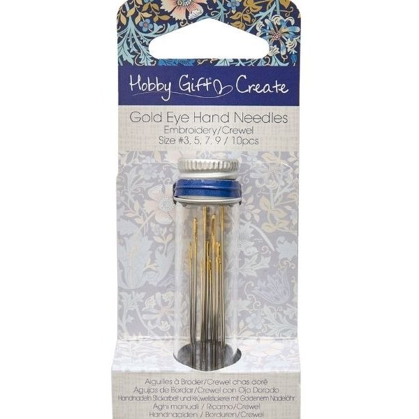 Hobby Gift Hobby Gift Woodblock Floral Pack of 10 Gold Eye Embroidery Hand Needles