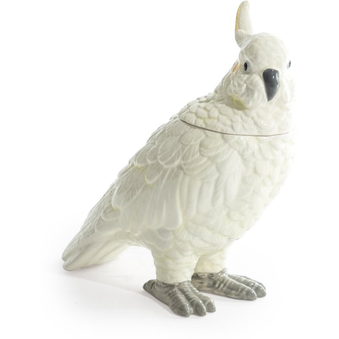 McGowan Rutherford White Ceramic Parrot Storage Jar/Vase