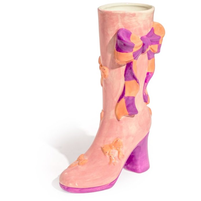 McGowan Rutherford Large Ribbon Bow Heeled-Boot Ceramic Vase