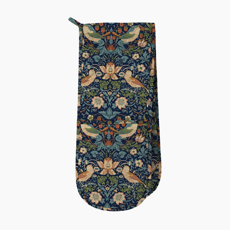 William Morris Double Oven Glove Strawberry Thief Navy