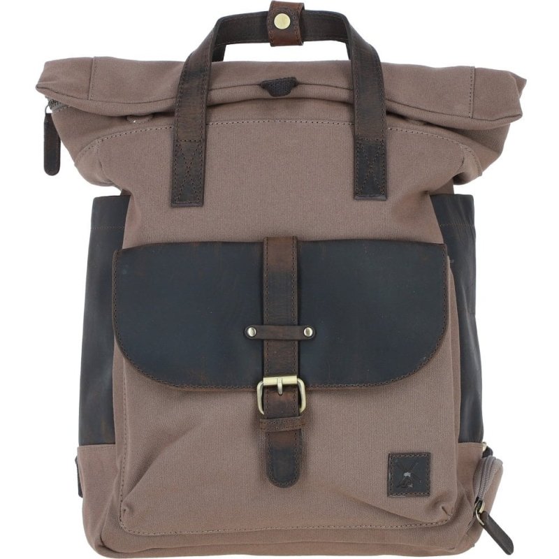 Ashwood Leather Fenland Canvas Leather Backpack Mud/Grey