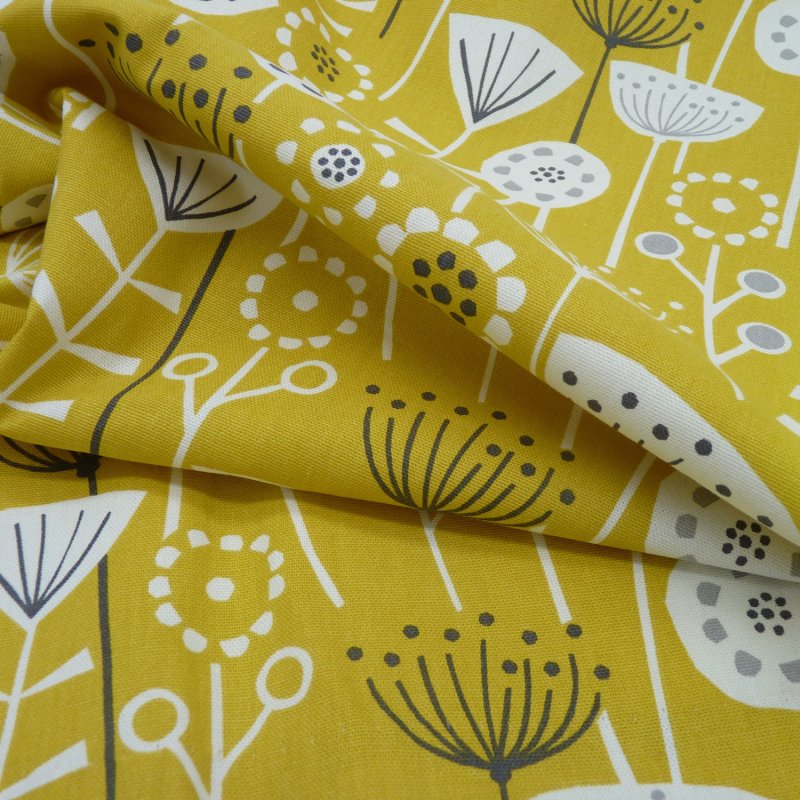 Close up of the rippled Bergen fabric in Ochre