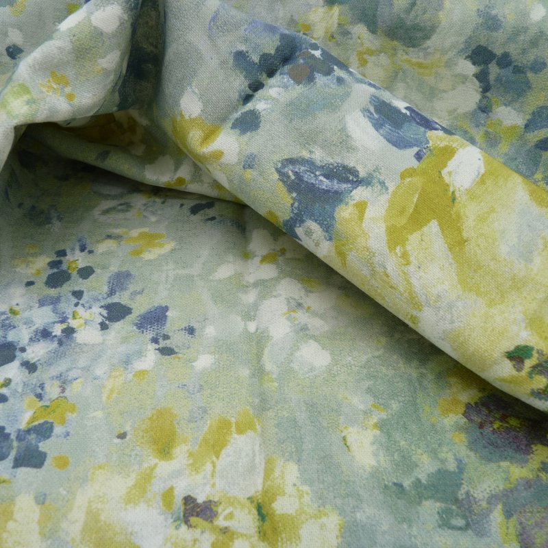 Close up of the rippled Giverny fabric in Lagoon