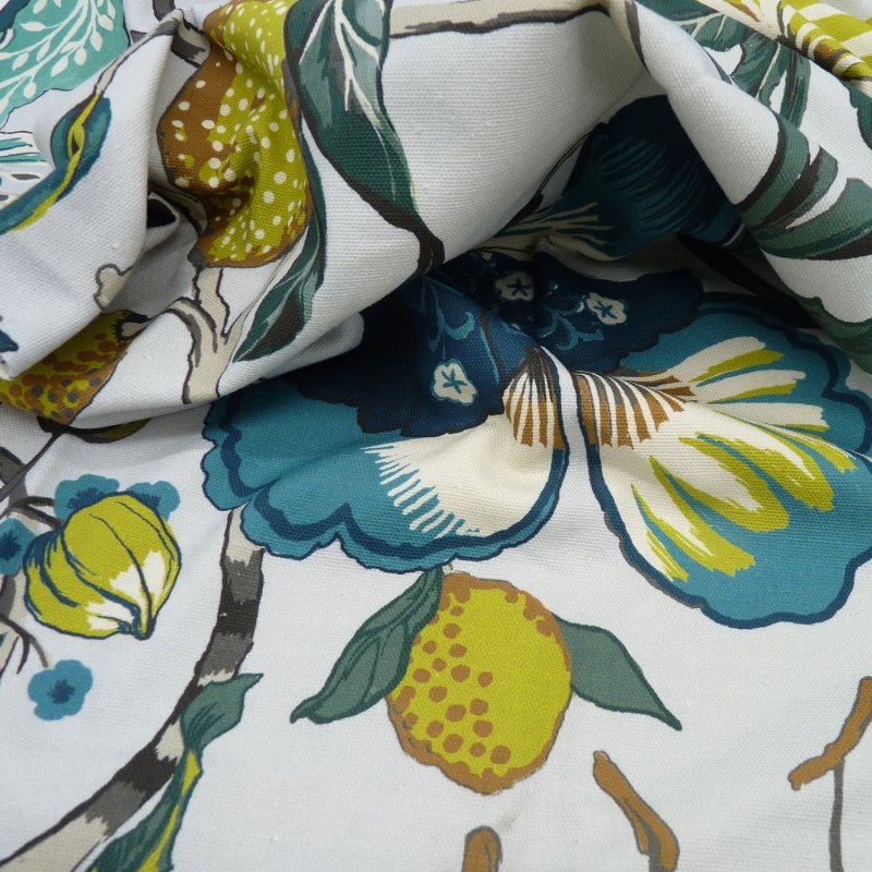 Close up of the rippled Morton fabric in Teal