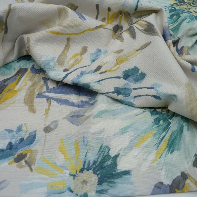 Close up of the rippled Capri fabric in Blue