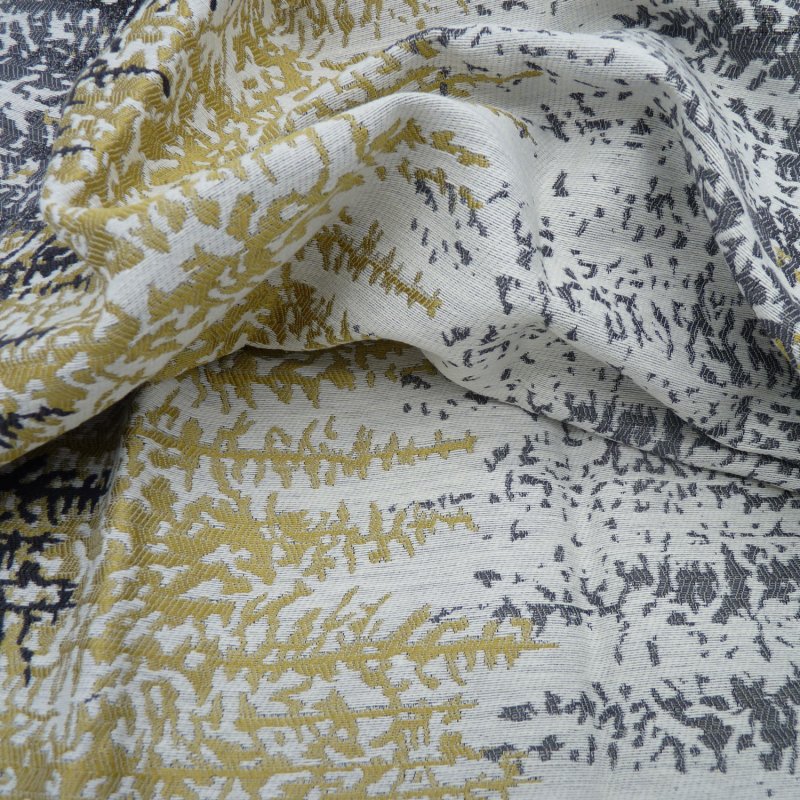 Close up of the rippled Highbury fabric in Ochre