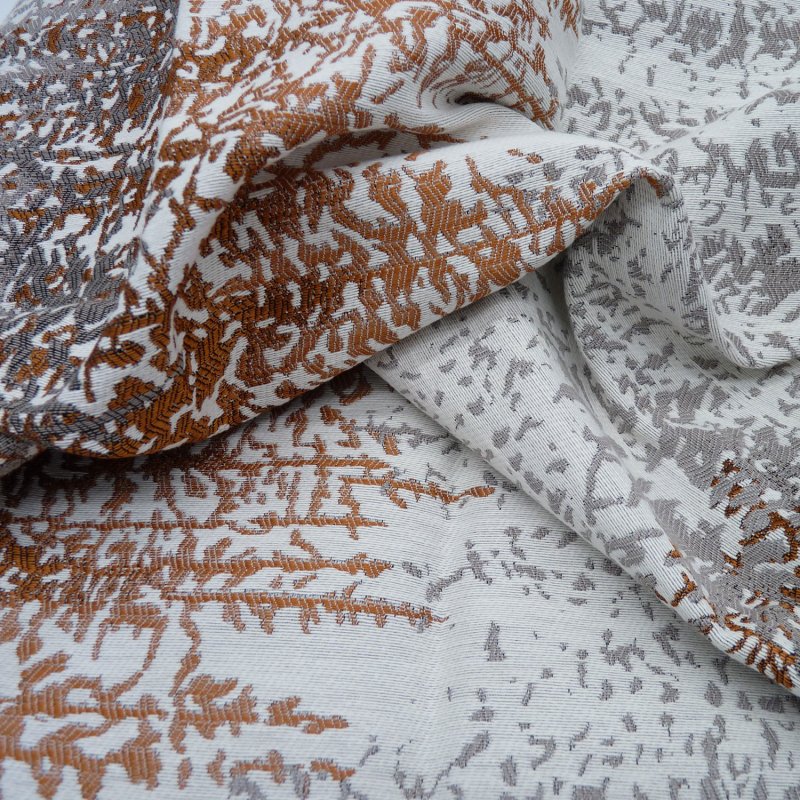 Close up of the rippled Highbury fabric in Terracotta