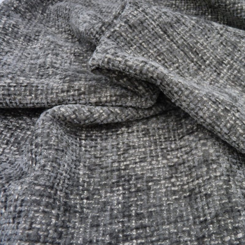 Close up of the rippled Hopsack fabric in Platinum