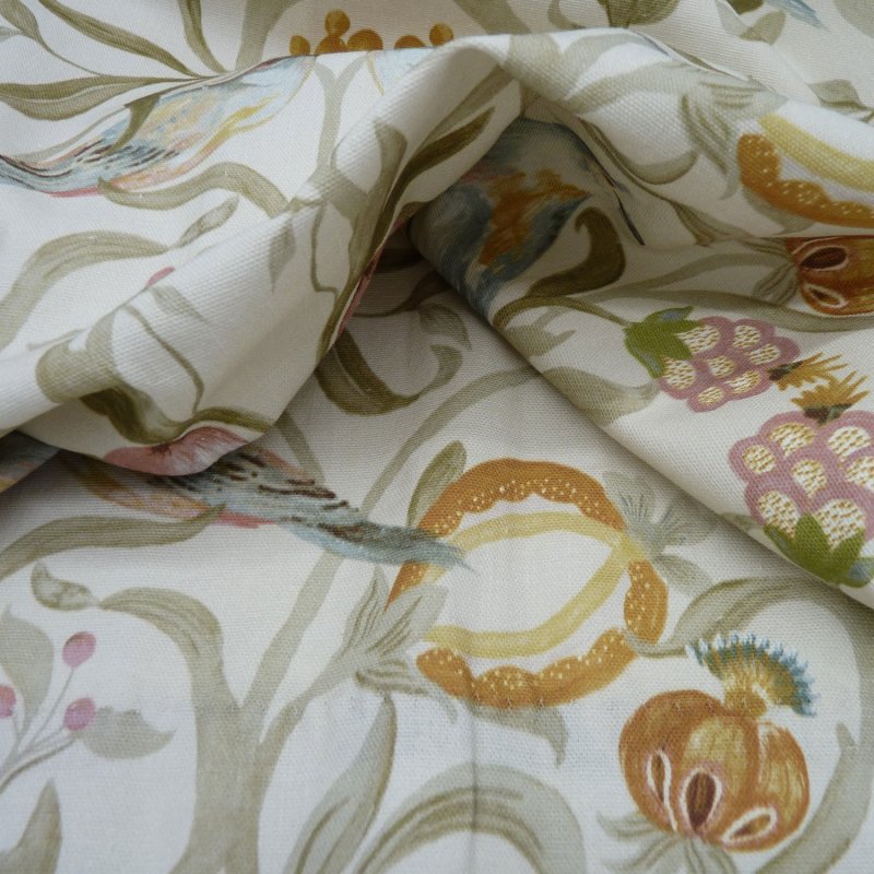 Close up of the rippled Kelmscott fabric in Stone