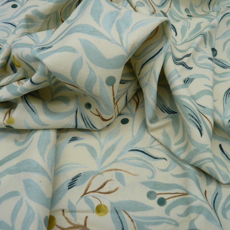 Close up of the rippled Malory fabric in Aqua