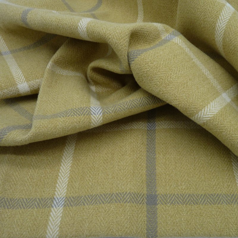 Close up of the rippled Mull fabric in Mustard