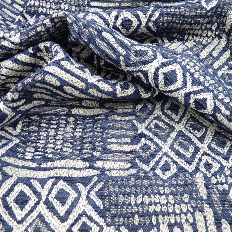 Close up of the rippled Tunisia fabric in Navy