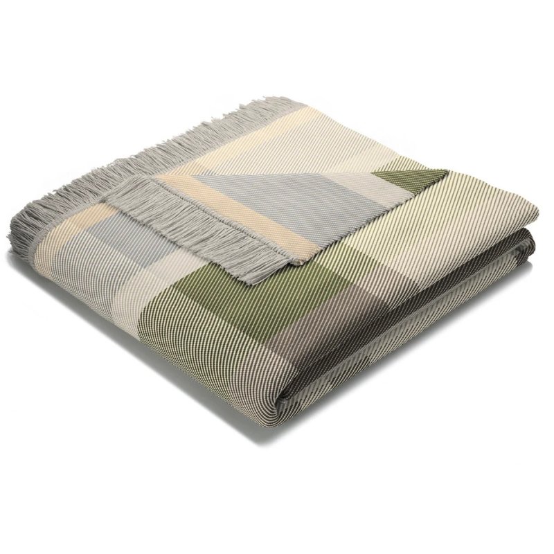 Biederlack Panel Check Green Throw