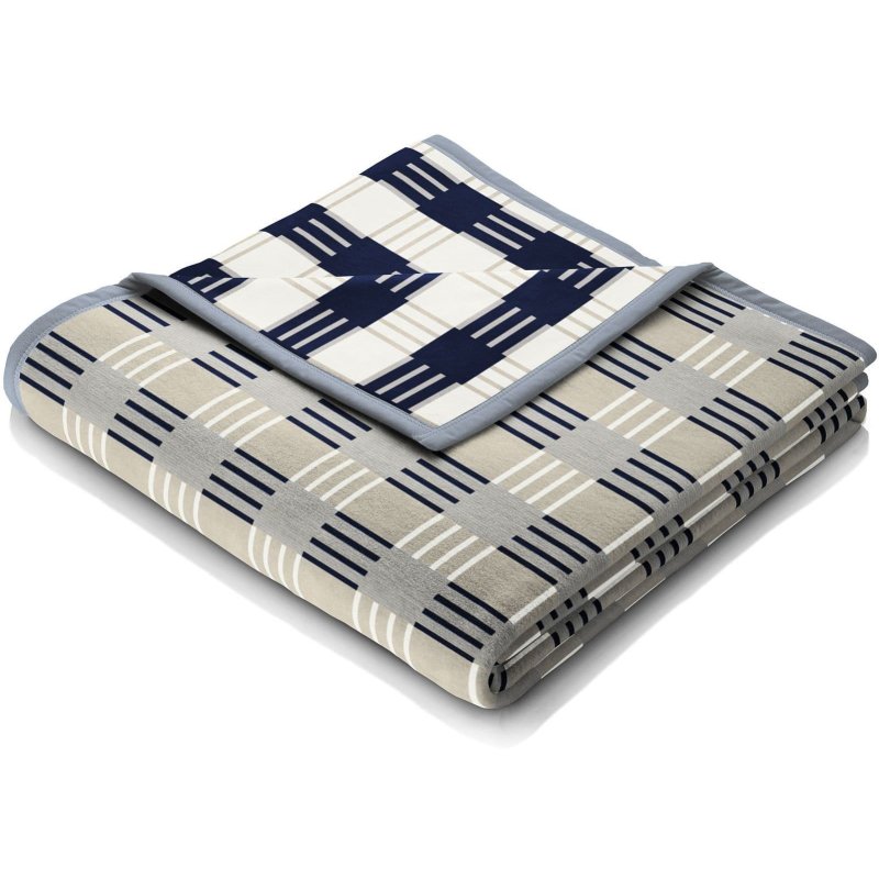 Biederlack Block Check Blue Throw