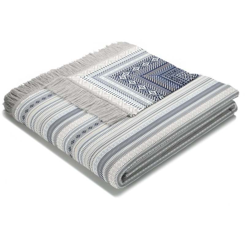 Biederlack Kian Stripe Blue Throw