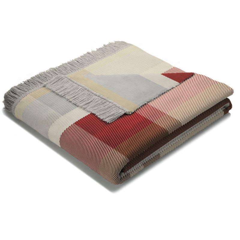 Biederlack Panel Check Red Throw