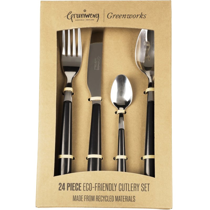 Greenworks 24 Piece Cutlery Set Black