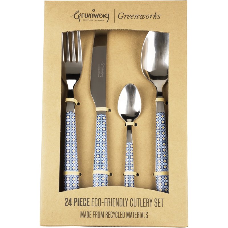 Greenworks 24 Piece Cutlery Set Mosaic Tile