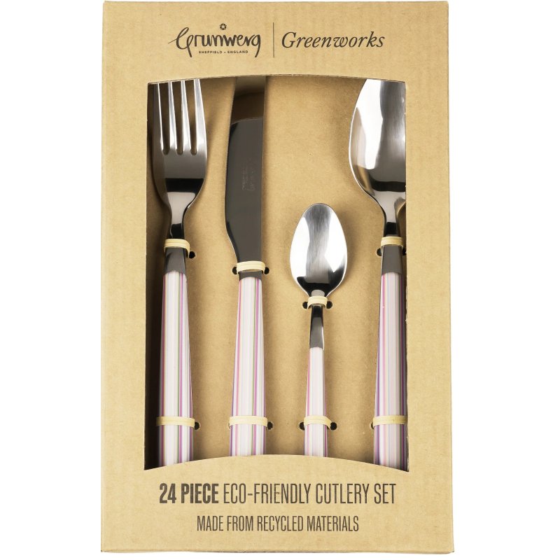 Greenworks 24 Piece Cutlery Set Pastel Stripe
