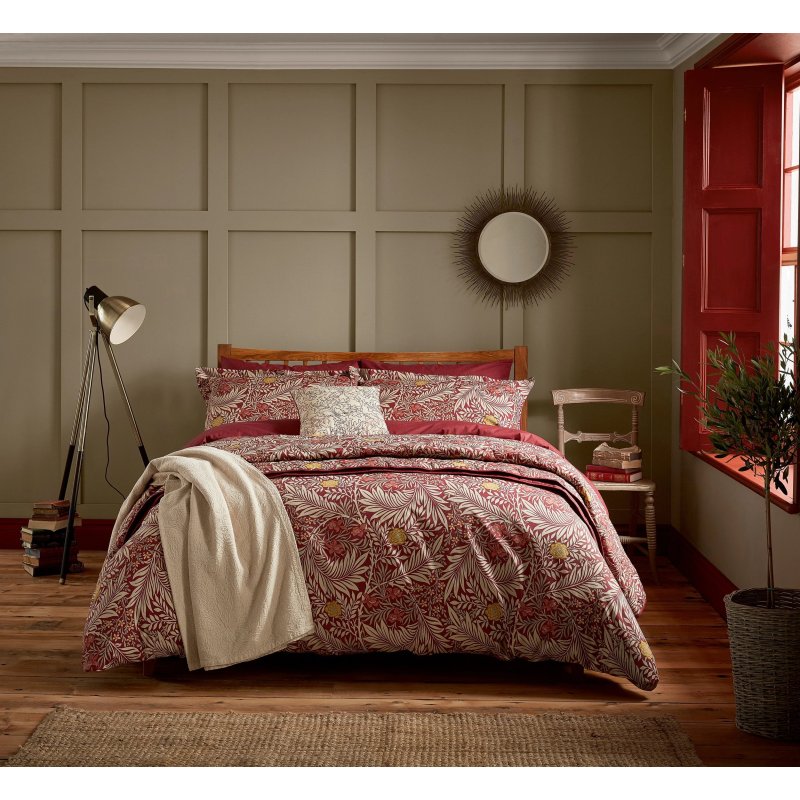 Morris & Co Larkspur Crimson Red Duvet Cover Set