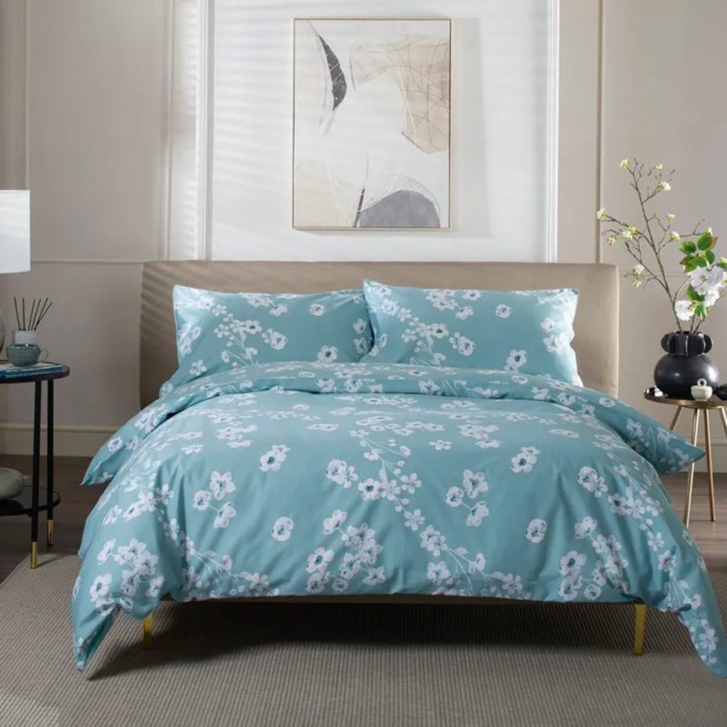 The Lyndon Company The Lyndon Company Petite Fleure Duvet Cover Set Duck Egg Blue