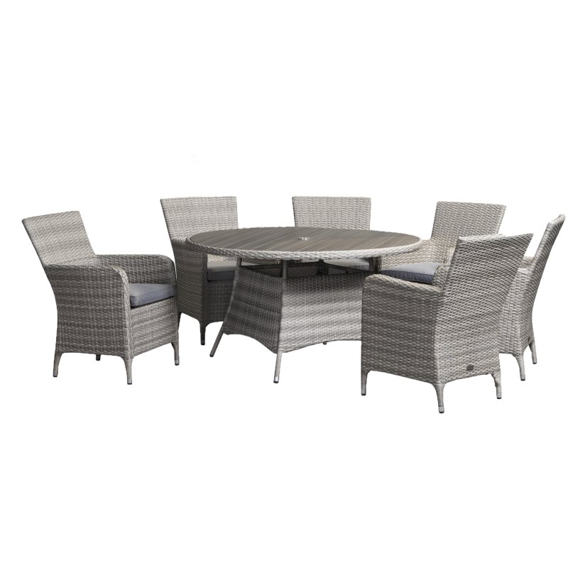Norfolk & Co Brancaster 6 Seater Round Dining Set white background