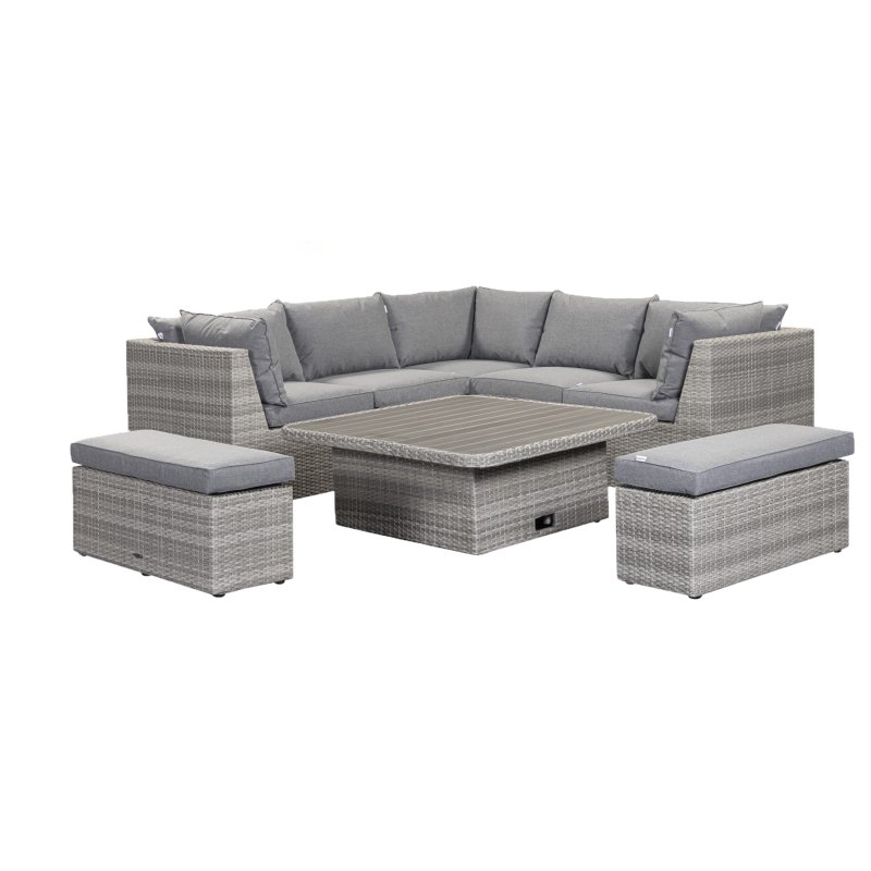 Norfolk & Co Brancaster Corner Sofa With Adjustable Table & Benches white background