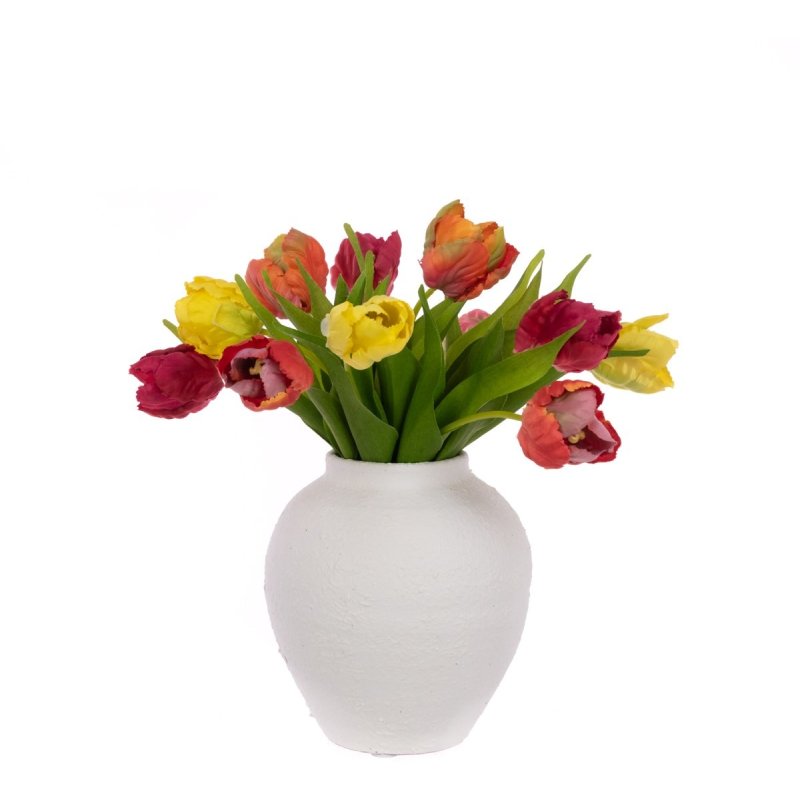 Floralsilk Parrot Tulips In A Rustic Vase