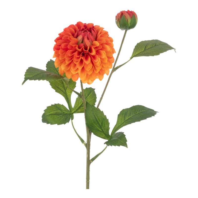 Floralsilk Pom Pom Dahlia Spray Orange