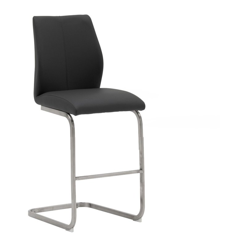 Irma Brushed Steel Counter Stool In Black white background
