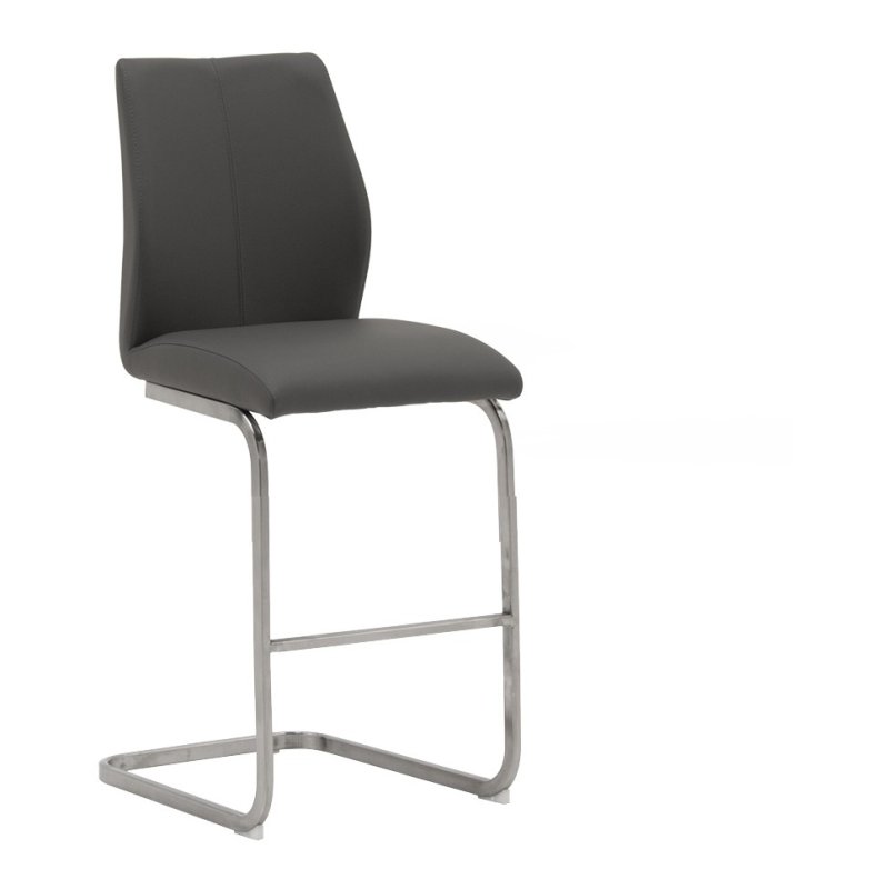 Irma Brushed Steel Counter Stool In Grey white background