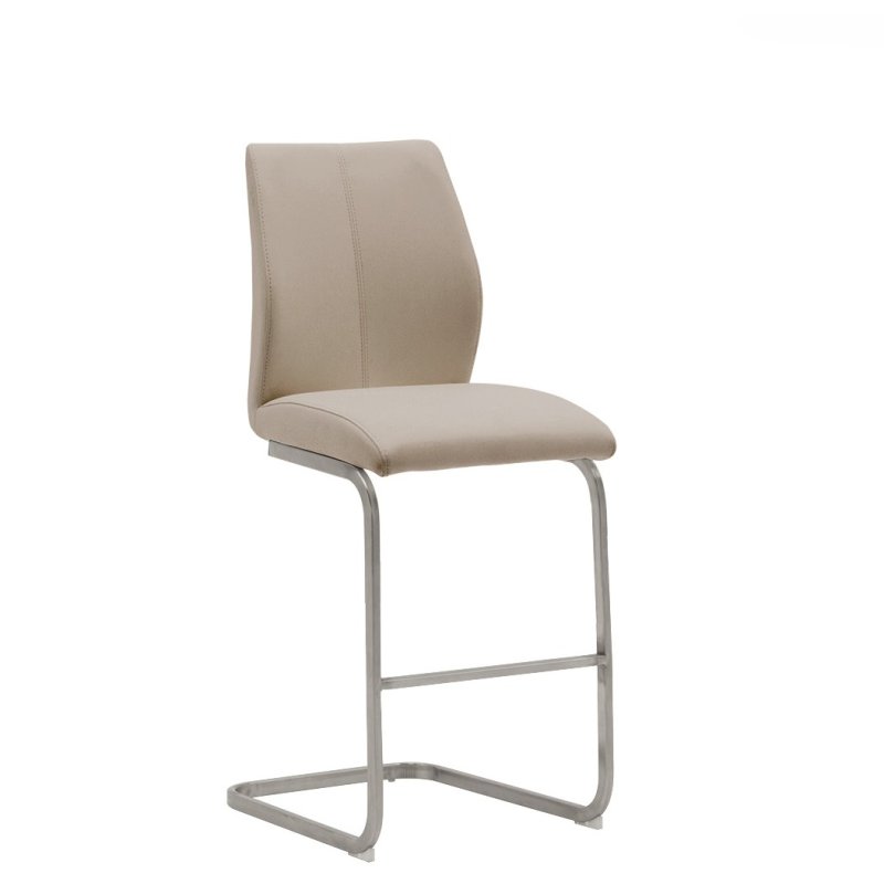 Irma Brushed Steel Counter Stool In Taupe white background