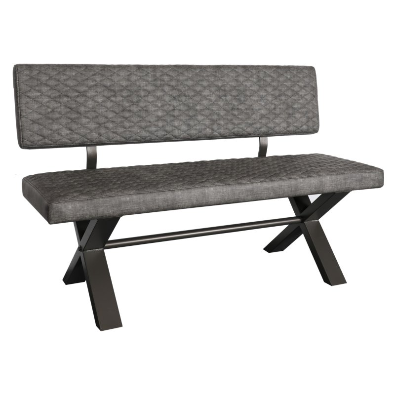 Fusion Oak 140cm Upholstered Dining Bench With Back In Graphite white background