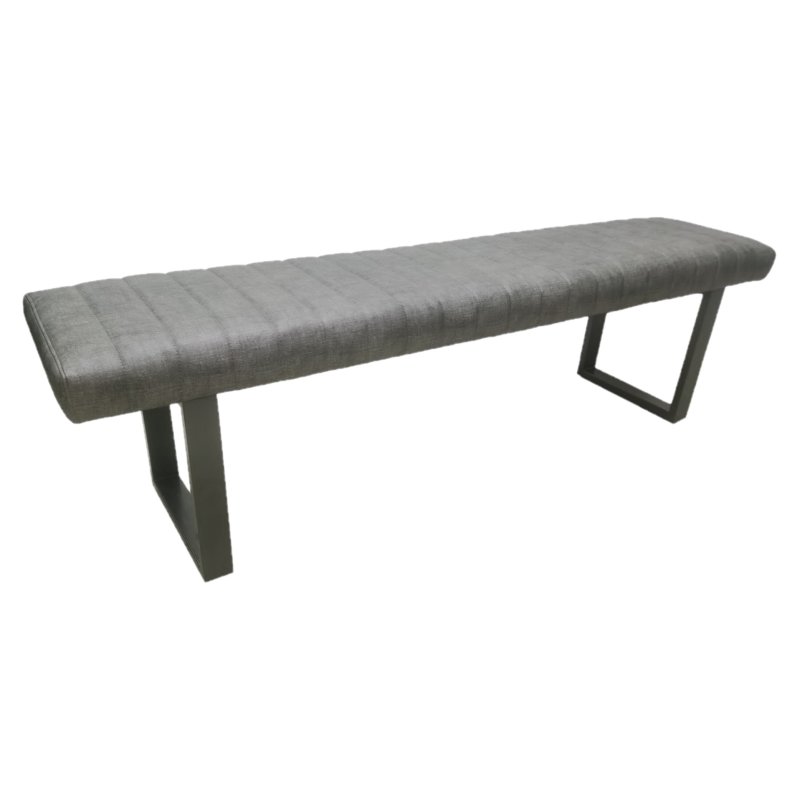 Fusion Oak Retro Stitch Upholstered Dining Bench In Graphite white background