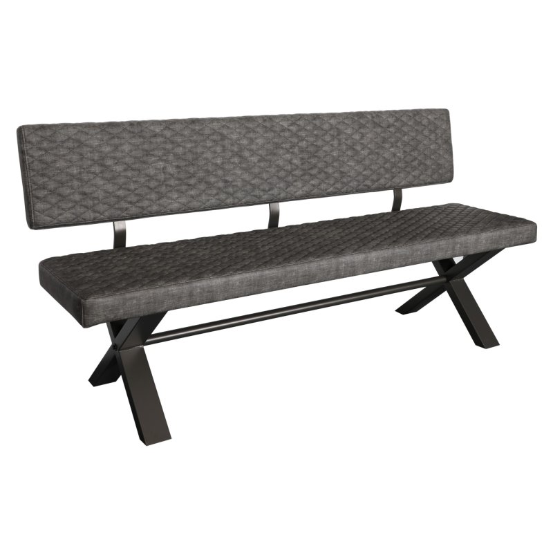 Fusion Oak 180cm Upholstered Dining Bench With Back In Graphite white background