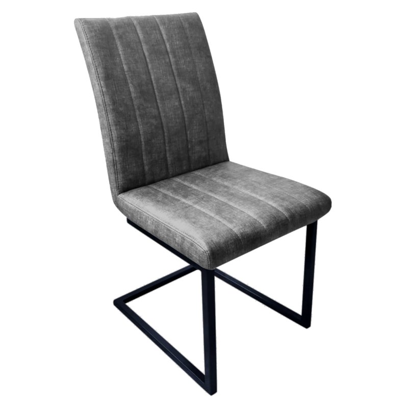 Fusion Oak Retro Stitch Dining Chair Pair In Graphite white background