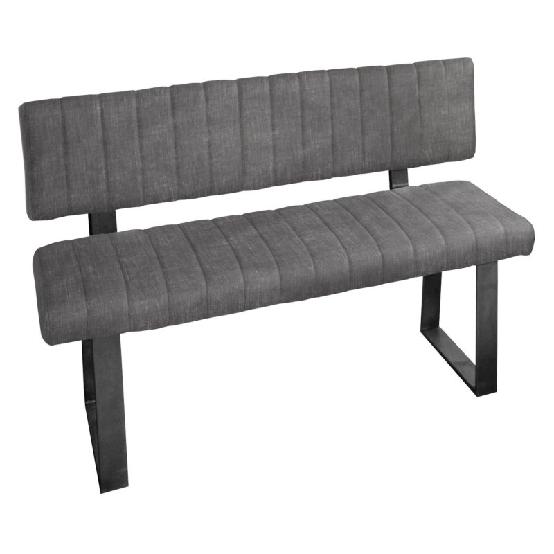 Fusion Oak Retro Stitch 1.2m Low Bench With Back In Graphite white background