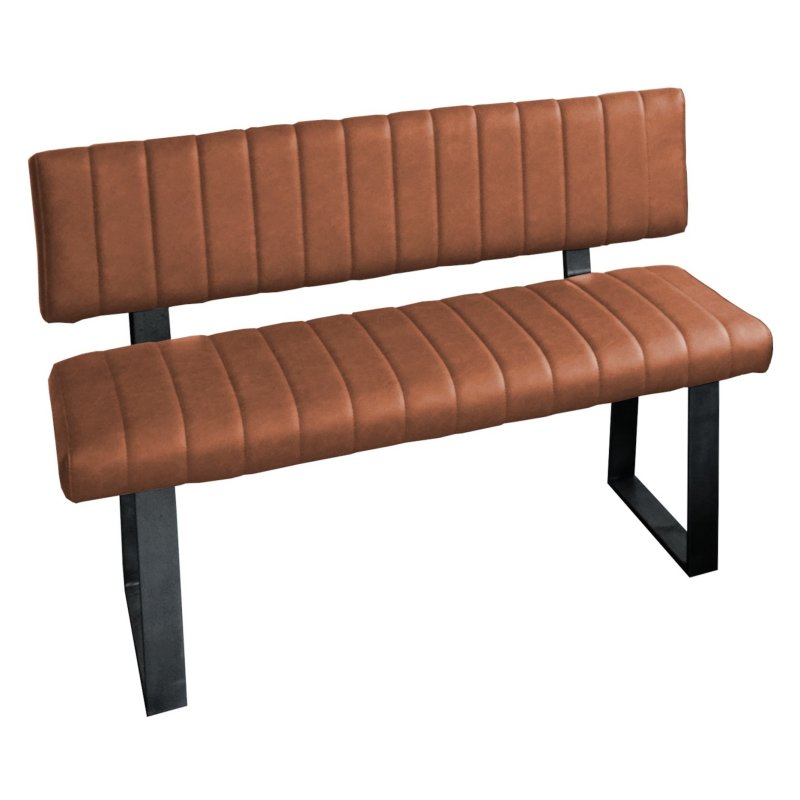 Fusion Oak Retro Stitch 1.2m Low Bench With Back In Tan white background