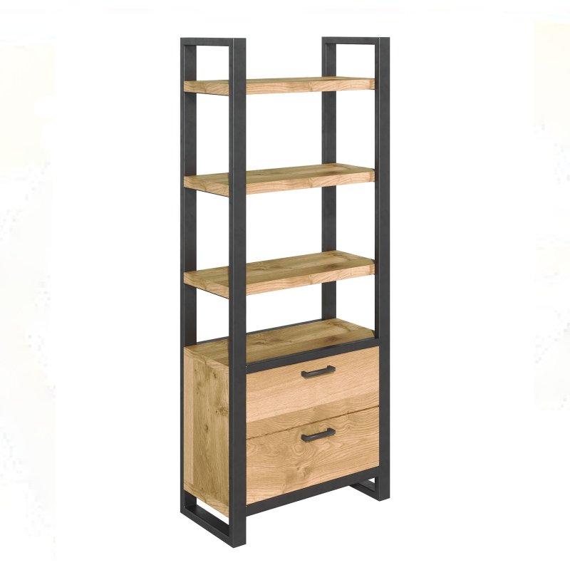 Fusion Oak Bookcase With Drawers white background