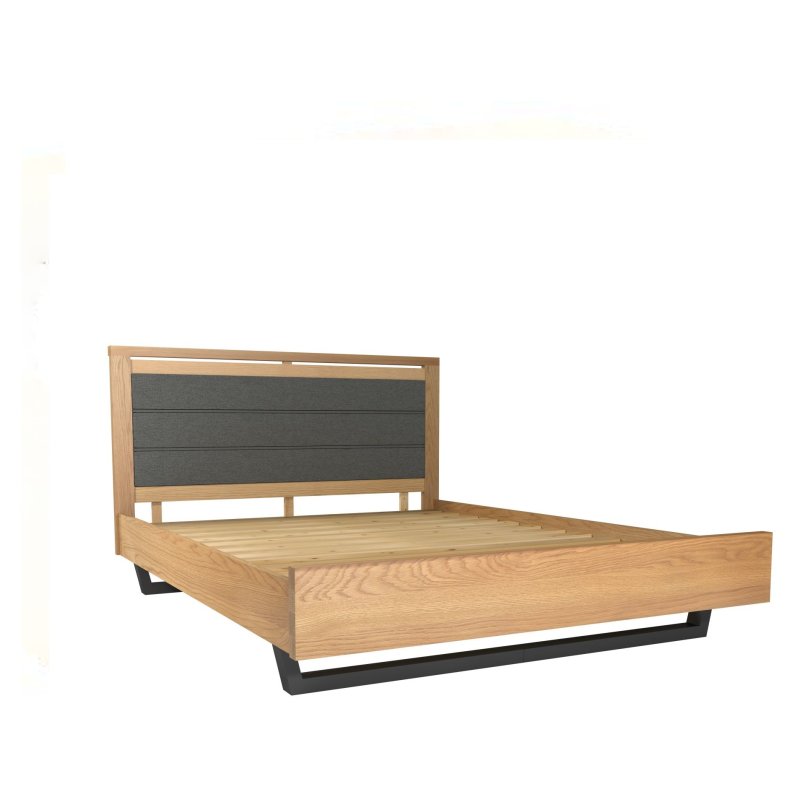 Fusion Oak Upholstered Bed Frame white background