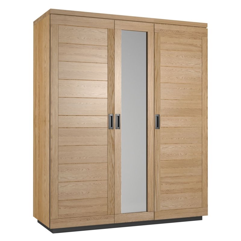Fusion Oak Triple Wardrobe white background