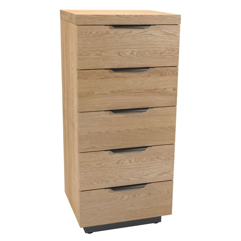 Fusion Oak 5 Drawer Tall Chest white background
