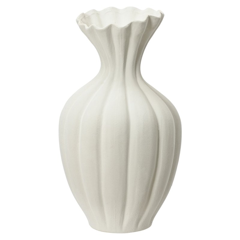 Kaemingk Off White Scalloped Vase
