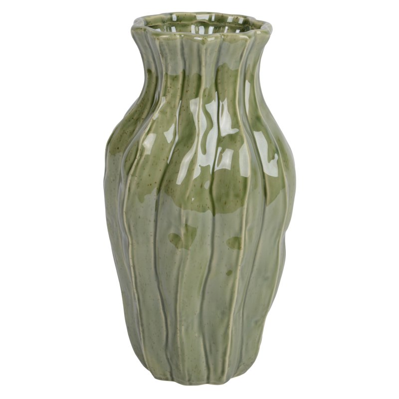 Kaemingk Green Reaction Glaze Porcelain Vase