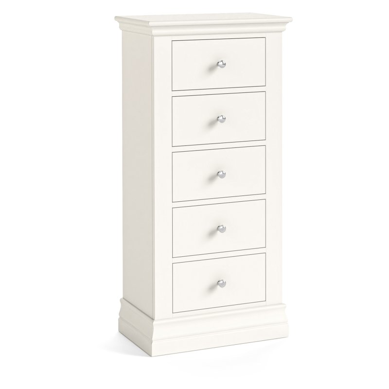 Aldiss Own Burgundy Off White 5 Drawer Tallboy