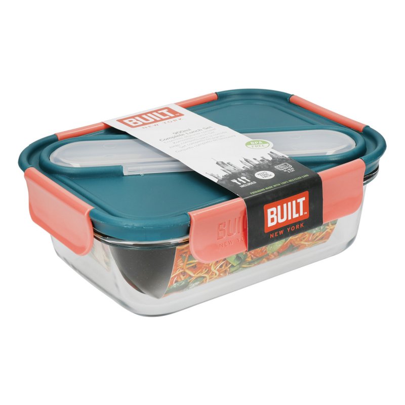 Built Lunch Box with Utensils Tropic
