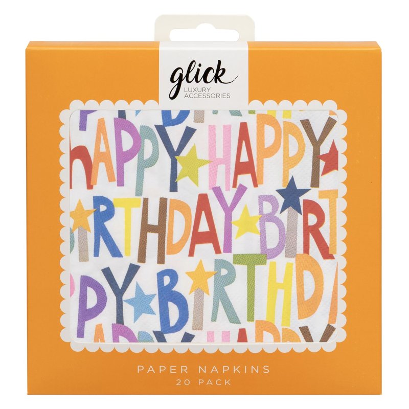 Glick Happy Birthday Scallop Edge Paper Napkins 20pk Packaging