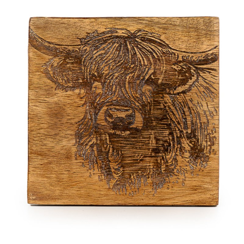 Candlelight Highland Cow Coasters