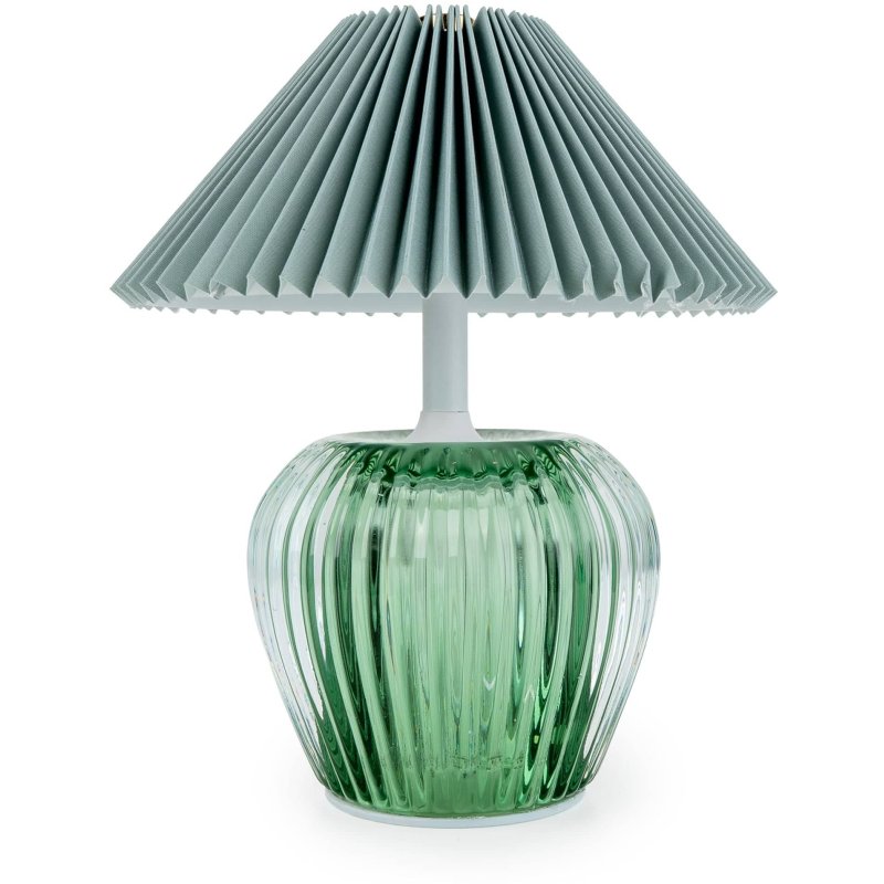 Candlelight Ridged Glass Battery Led Lamp Green