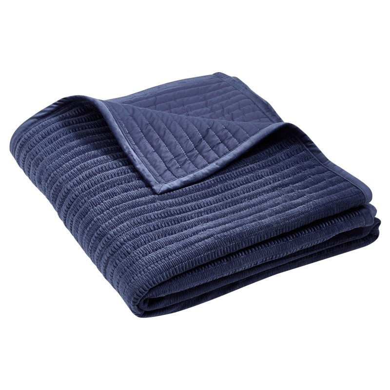 Catherine Lansfield Catherine Lansfield Velvet Pinsonic Navy Bedspread